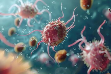 Poster - Close up view of cells in water, suitable for science and biology concepts