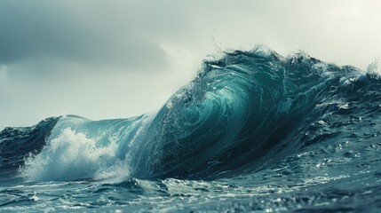 Poster - Powerful wave in the ocean, suitable for travel brochures