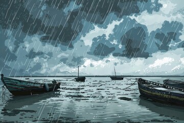 Poster - Three boats floating in the water, ideal for travel brochures