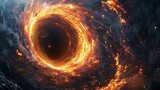 Fototapeta  - The Dark Abyss: Illustration Depicting Black Hole and Event Horizon's Gravitational Forces