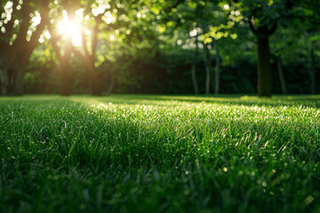 Wall Mural - lush grassy lawn in the heat of summer