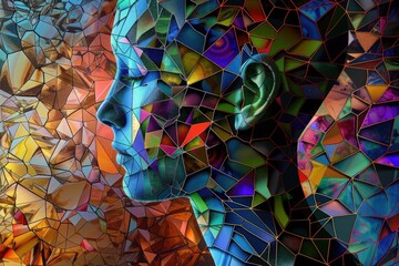 Poster - Close up of a person's face in a mosaic pattern, suitable for design projects