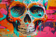 © purich - skull colorful graffiti art design bright background