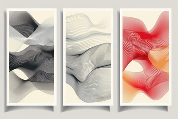 Poster - Set of three abstract paintings in various shapes. Great for interior design projects