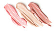 © Oleksiy - lip gloss texture composition isolated on white background. Cosmetic product smear smudge swatch