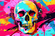 © purich - skull colorful graffiti art design bright background
