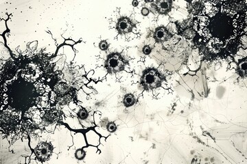 Sticker - Detailed black and white image of cellular structure. Perfect for scientific presentations