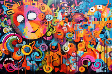 Wall Mural - colorful graffiti art design bright background	
