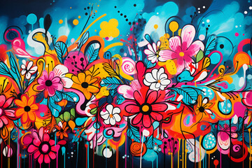 Wall Mural - colorful graffiti art design bright background	
