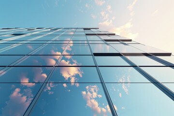 Modern tall building with reflective windows, ideal for business and architecture concepts