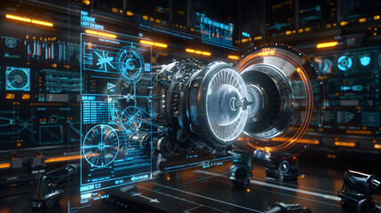 Wall Mural - A futuristic looking machine with a large glowing sphere in the middle