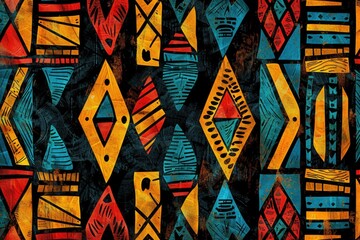 Poster - Vibrant and bold pattern on a dark backdrop, ideal for graphic design projects