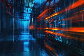 Poster - A server room filled with numerous servers. Ideal for technology and data storage concepts