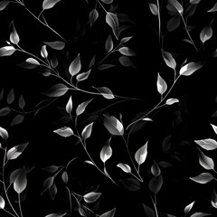 Wall Mural - A simple black and white image of leaves. Suitable for nature-themed projects