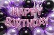 Celebratory Happy Birthday Pink and Purple Balloons Background for Festive Occasions.