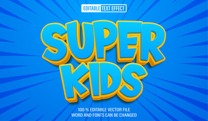 Leinwandbilder - Editable 3d text style effect - Super Kids text effect Template