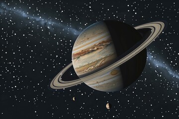 Wall Mural - A planet with a ring around it. Ideal for science and space-related projects