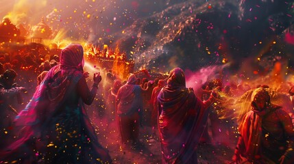 Wall Mural - A mesmerizing and festive portrayal of a Happy Holi Background
