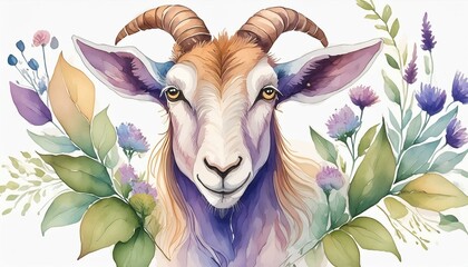 Poster - watercolor illustration of goat