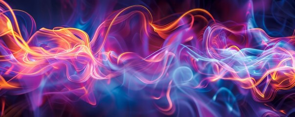 Aufkleber - Vibrant abstract smoke waves on dark background