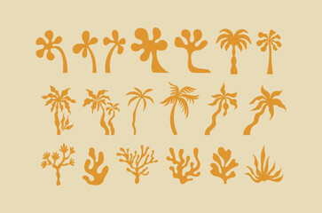 Poster - Vector set of logo design templates and graphic elements, organic cosmetic, floral illustration in simple linear hand drawn style, plants and flowers, natural products emblem