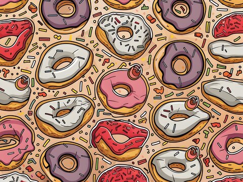 Charming display of donuts with fruity ceres toppings