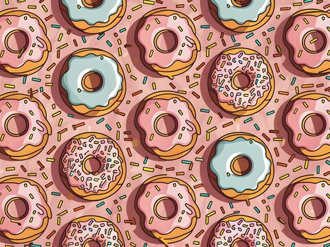 Mouthwatering selection of donuts topped with ceres fruits