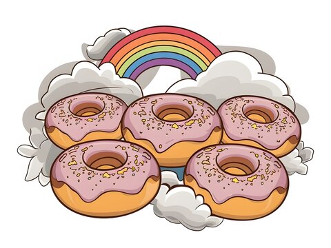 Sweet donuts with ceres on top and soft background