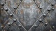 © admin_design - This is a texture of a rusty metal door with rivets. The door is painted in gray. The rivets are round and made of iron. The door is old and has been used for many years.