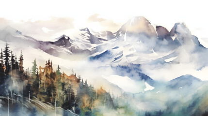 Wall Mural - Mountain Precipices Watercolor