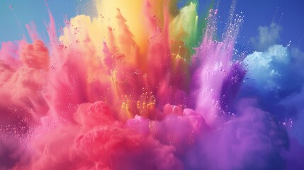 Wall Mural - A mesmerizing explosion of vibrant rainbow powder dancing in the air