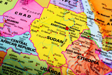 sudan map. republic of the sudan on the world map