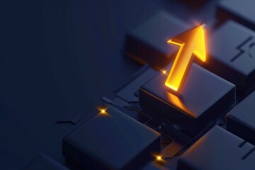 Poster - Illuminated arrow on a keyboard, perfect for technology concepts