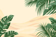 Tropical palm leaves and waves