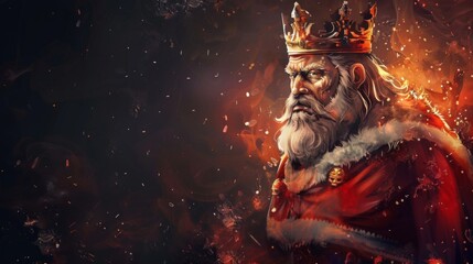 Wall Mural - Old wise king with a crown against empty background