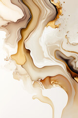 Sticker - Beige and gold abstract texture. Luxurious liquid background. Generative AI.