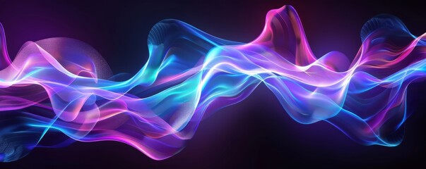 Aufkleber - Abstract colorful light waves on dark background