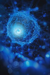 Wall Mural - abstract blue cosmic vortex with luminous particles and ethereal glow