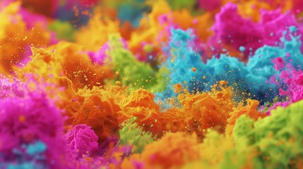 Wall Mural - A harmonious dance of gulal colors floating in the air