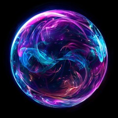 Wall Mural - Vibrant cosmic energy sphere with swirling neon colors