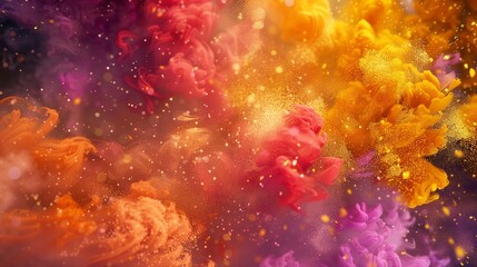 Wall Mural - A harmonious dance of gulal colors floating in the air