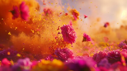Wall Mural - A harmonious dance of gulal colors floating in the air