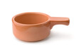 Side view of single handle clay stew pot