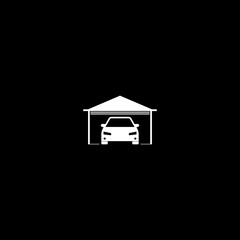 Wall Mural - Garage door icon isolated on dark background