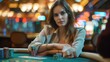 © Hixel - Serious and elegant white woman playing poker in a casino, luxury photography, poker, generative ai