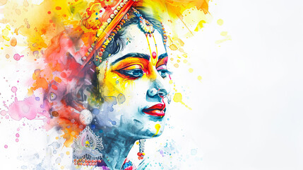 Wall Mural - Beautiful digital painting of lord Krishna, a beloved deity worshipped by devotees of all ages, perfect for home decor and spiritual inspiration.