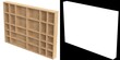 3D rendering illustration of a wall mounted wooden showcase