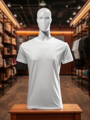Wall Mural - Blank white t-shirt on mannequin in fashion store