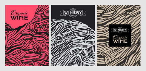 Poster - Cover templates with hand drawn strain texture background. Vector illustration
