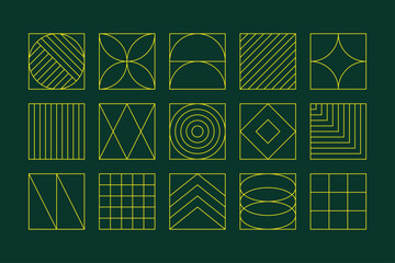 Set of vector geometric linear shapes inspired by Art Deco